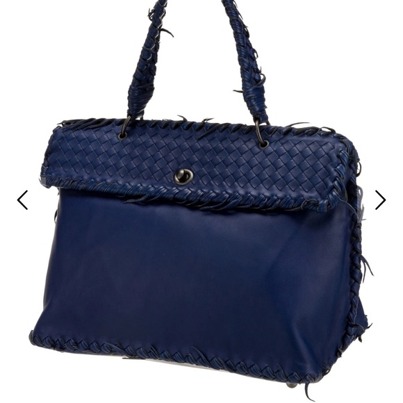 BOTTEGA VENETA Tiina Royal Blue Lambskin Shoulder Bag. MED. Like New! RT $2800 - Picture 12 of 15